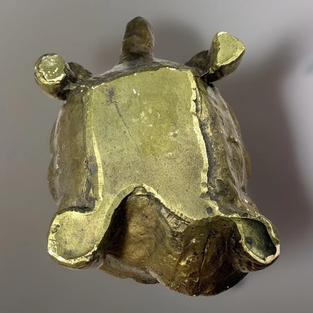 Vintage Turtle Trinket Dish Holder Gold Tone Crown Embossed Shell Desk Animal
